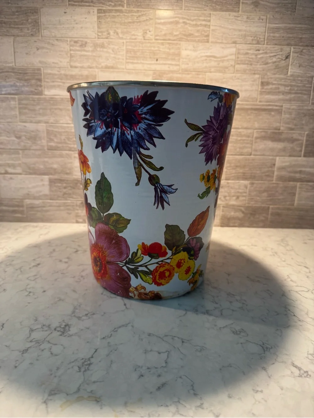 Floral Decorative Waste Bin in Multi-Color